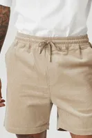 Men Corduroy Drawstring Shorts in Taupe, XXL