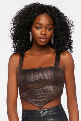 Women's Metallic V-Hem Crop Top Bronze