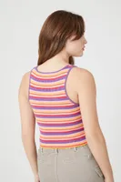 Women's Striped Sweater-Knit Tank Top Purple