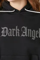 Women's Rhinestone Dark Angel Hoodie in Black Small