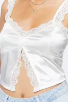 Women's Satin Scalloped Lace Cami in Vanilla Medium