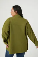 Women's Drop-Sleeve Shacket in Olive, 3X