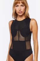 Women's Sleeveless Mesh Bodysuit in Black Small