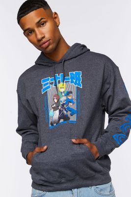 Men Naruto Graphic Hoodie in Charcoal Large