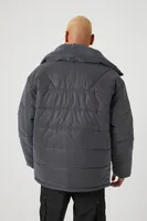 Men Reflective Quilted Puffer Jacket in Grey Small