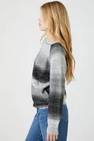 Women's Gradient Raglan Sweater in Black/Grey Medium