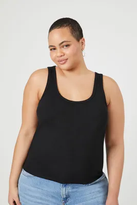 Women's Scoop Tank Top in Black, 2X