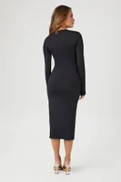 Women's Asymmetrical Bodycon Midi Dress Black,