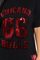 Women's Chicago Bulls 66 Sequin T-Shirt in Black/Red Large