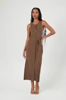 Women's Tie-Waist Sweater Midi Dress Small