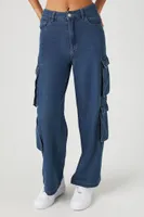 Women's Mid-Rise Denim Cargo Jeans in Medium Denim