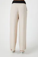 Women's Belted Straight-Leg Pants Khaki/Black