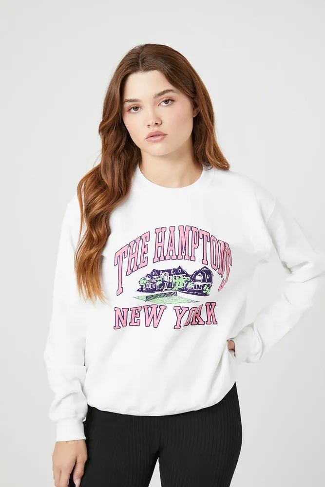 Women's The Hamptons Graphic Fleece Pullover White