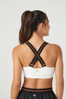 Women's Crisscross Strappy Sports Bra in Vanilla/Sunset Small