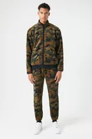 Men Faux Shearling Camo Jacket in Olive Medium