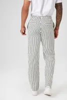 Men Striped Linen-Blend Pants in Cream, XL