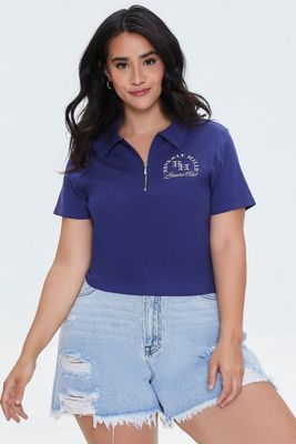 Women's Embroidered Beverly Hills Top Navy/White,