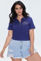 Women's Embroidered Beverly Hills Top Navy/White,