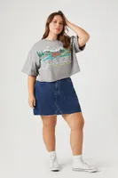 Women's Alaska Graphic Cropped T-Shirt in Grey, 2X