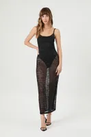 Women's Sheer Lace Maxi Slip Dress