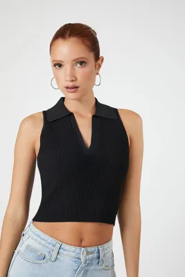 Women's Ribbed Sweater-Knit Crop Top