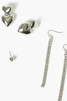 Women's Rhinestone Drop Earring Set in Silver/Clear