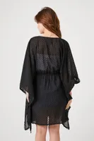 Women's Dotted Chiffon Kimono in Black Medium