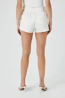 Women's Drawstring Paperbag Pull-On Shorts in Ivory Large