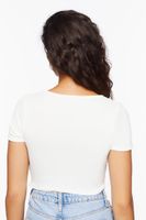 Women's Faux Pearl-Trim Crop Top in White Medium