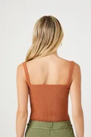 Women's Ribbed Sweater-Knit Bodysuit in Praline Large