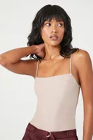 Women's Glitter Cami Bodysuit in Almond Small