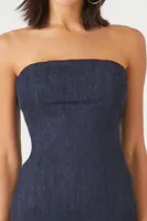 Women's Denim Midi Tube Dress in Dark Denim, XS