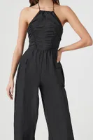 Women's Ruched Halter Wide-Leg Jumpsuit