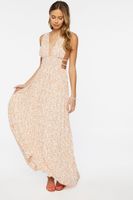 Women's Floral Print Maxi Dress in Cream Small