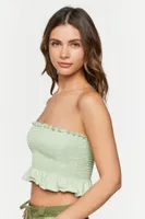 Women's Smocked Ruffle-Trim Tube Top Melon