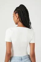 Women's Sweater-Knit Scoop-Neck T-Shirt in White, XL