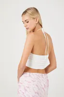 Women's Ruffle Cropped Halter Top White