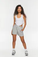 Women's Fleece Drawstring Shorts in Heather Grey Large