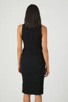 Women's Quilted Bodycon Midi Dress in Black Small