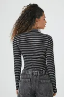 Women's Striped Mock Neck Bodysuit