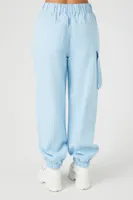 Women's Twill Cargo Joggers Sky Blue