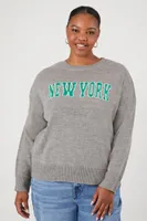 Women's City Graphic Sweater in Heather Grey, 2X