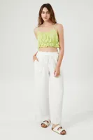 Women's Lace Flounce Cropped Cami in Green Small