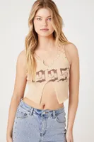 Women's Studded 1995 Cropped Tank Top in Tan, XL