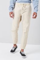 Men Twill Drawstring Joggers in Khaki Large