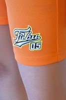 Women's Embroidered FUBU Mesh Shorts in Orange Small