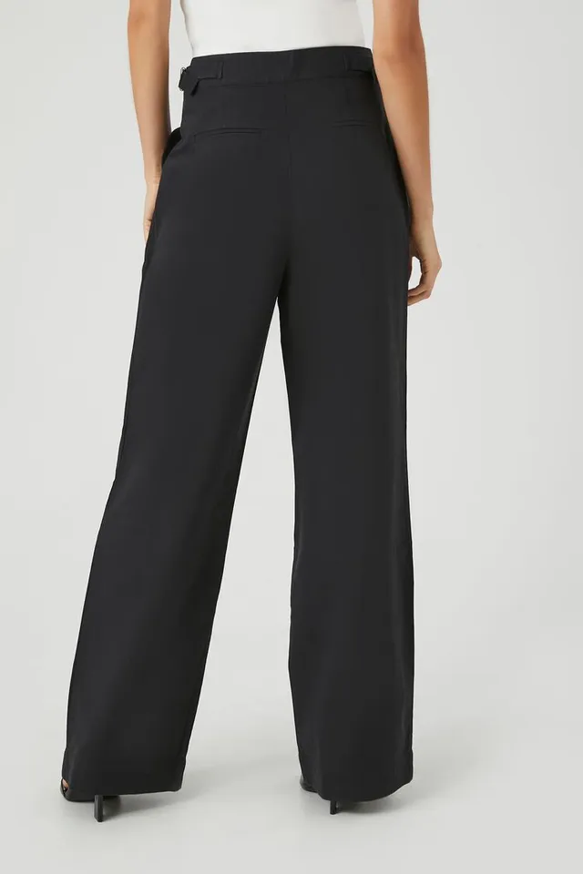 Forever 21 Women's High-Rise Wide-Leg Pants in Black, XS