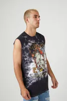 Men Tie-Dye Poison Graphic Muscle Tee Black