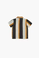 Kids Striped Short-Sleeve Shirt (Girls + Boys) in Black, 7/8