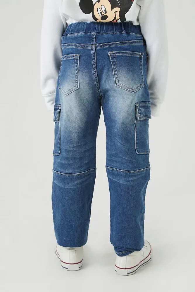 Kids Slim-Fit Drawstring Jeans (Girls + Boys) Medium Denim,